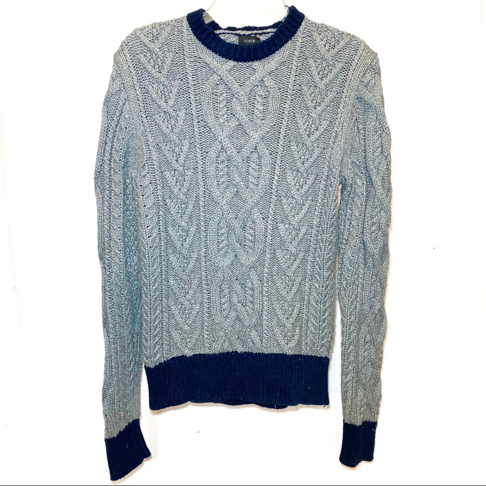 J. CREW Cotton Chunky Cable Knit Crewneck Sweater
